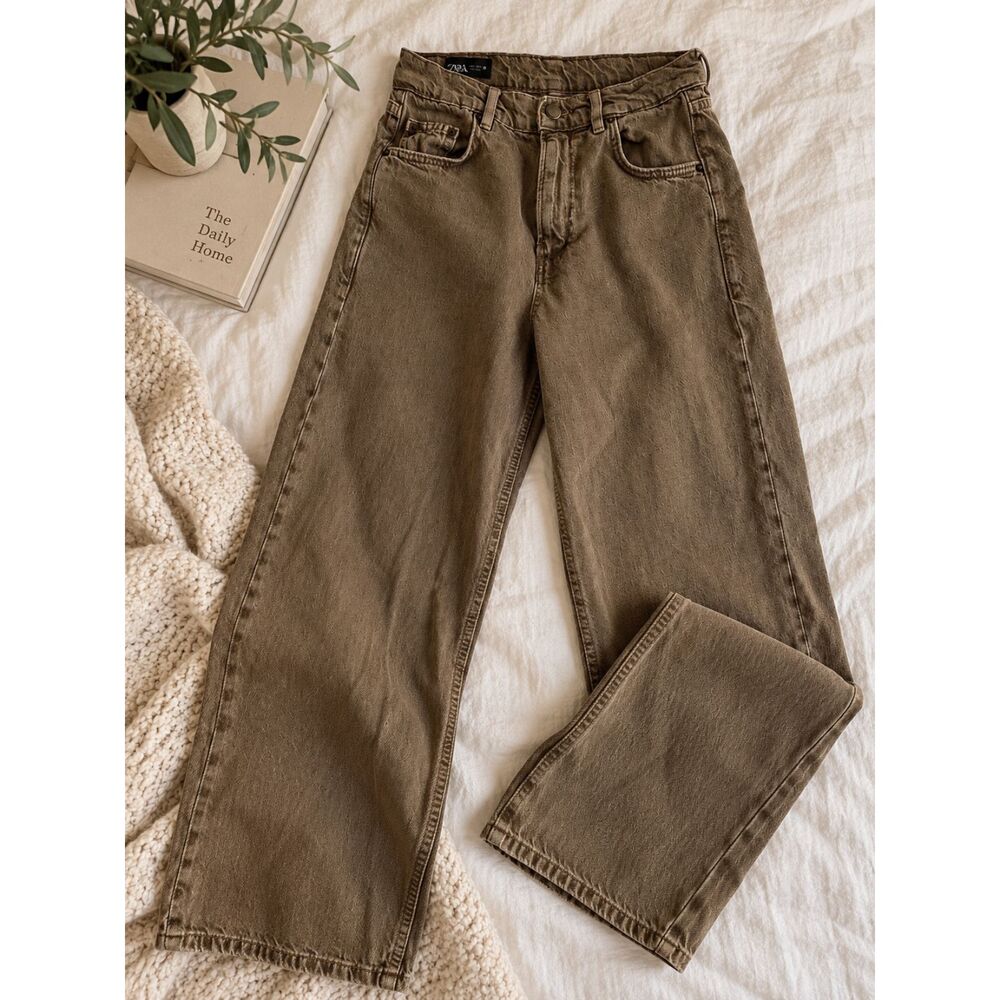Zara Brown Wash Wide Leg Jeans Size 2 | 90s Y2K Denim